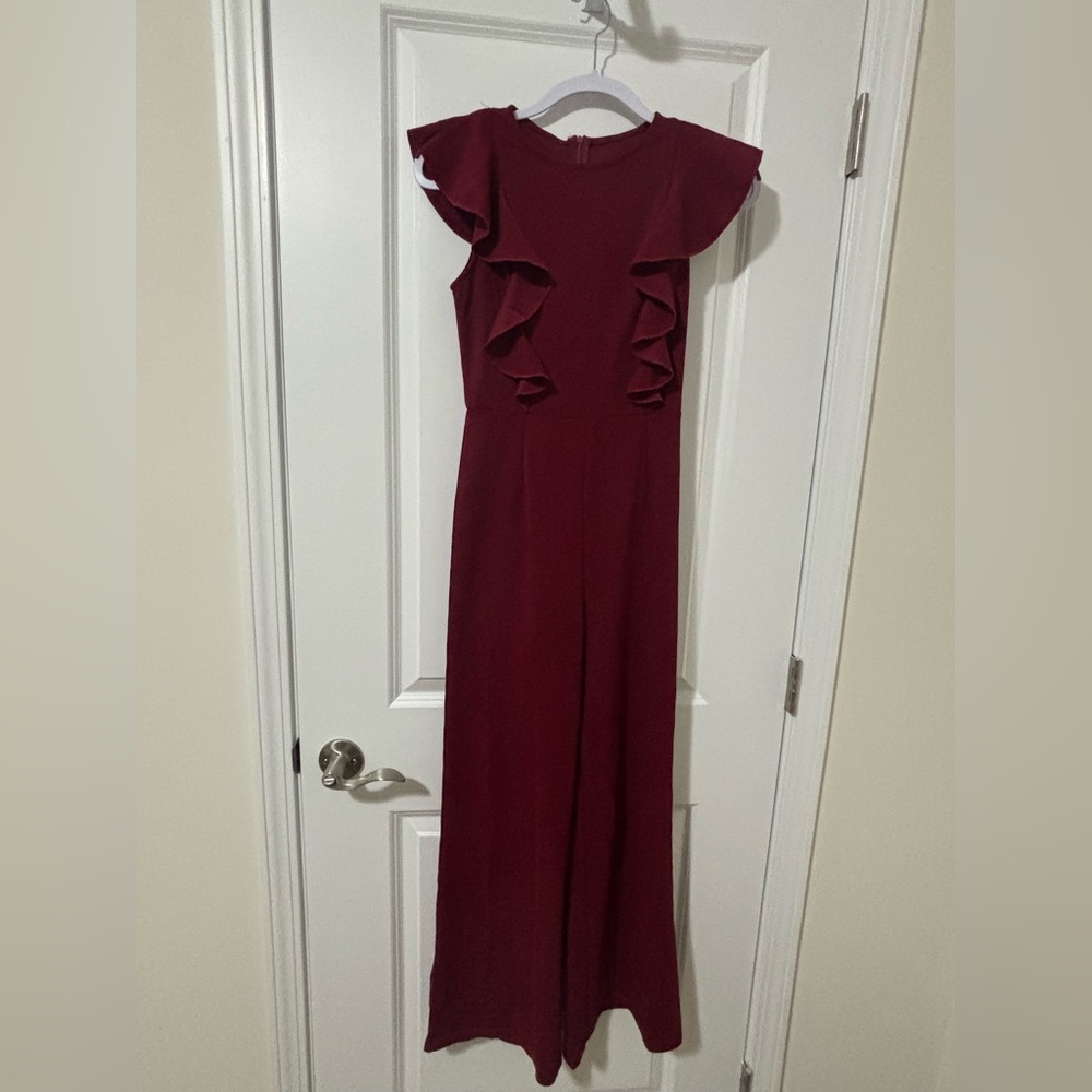 Source Unknown Burgundy Ruffle Maxi Dress
